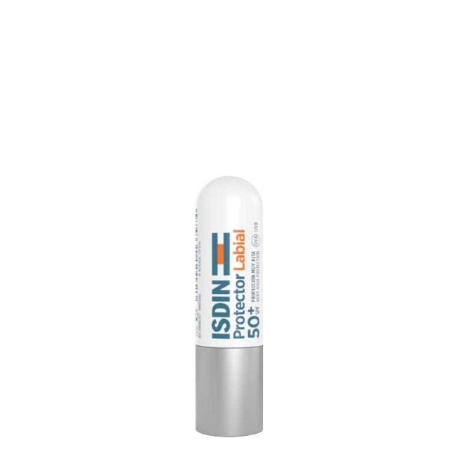 Isdin - Protetor Labial SPF50+ 4gr Protetor labial ISDIN SPF 50+ embalagem branca e prateada