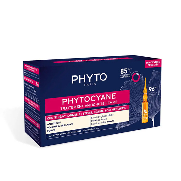 Phyto - Phytocyane Antiqueda Reacional Mulher 5ml x 12 Ampolas Embalagem de tratamento capilar anticaída PHYT_OCYANE PHYTO PARIS com frasco ambar