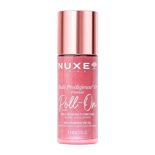 Nuxe - Huile Prodigieuse Or Florale Roll-On 60ml Frasco rosa metálico de óleo seco multi-funções NUXE Roll-On com tampa rosa dourada.
