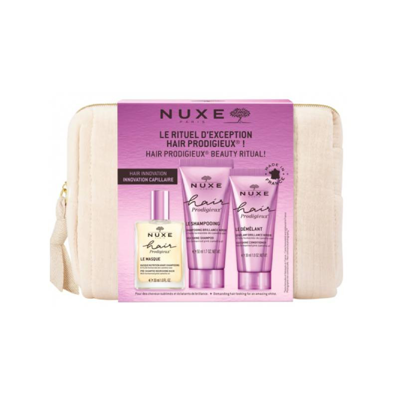 Nuxe - Kit Viagem Hair Prodigieux Conjunto NUXE para cabelo com sérum e champô em bolsa creme