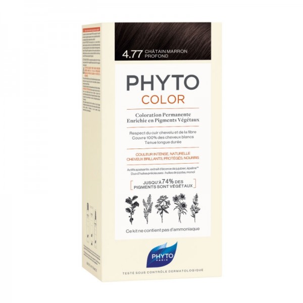 Caixa de coloração para cabelo PHYTO COLOR 4.77 castanho-marron profundo