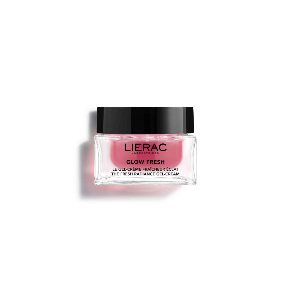 Lierac - Glow Fresh Gel-Creme Frescura Luminosidade 50 ml Frasco de creme gel cor de rosa LIERAC GLOW FRESH numa embalagem de vidro com tampa preta
