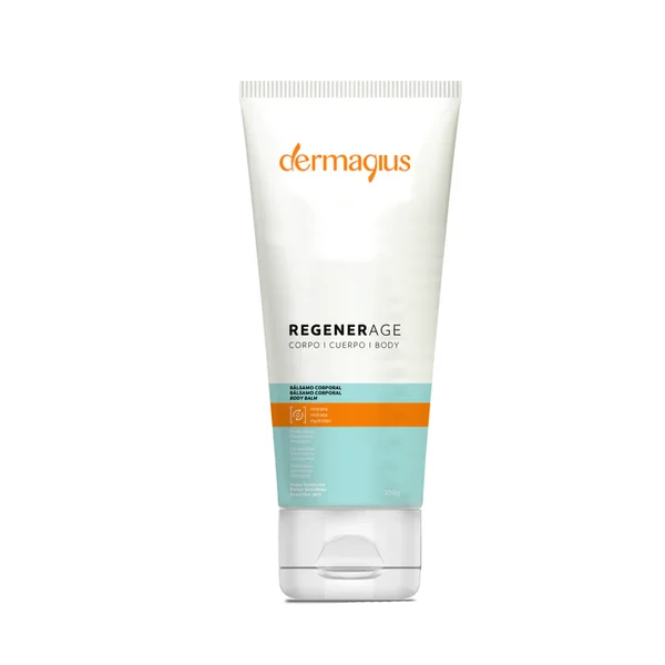 Dermagius - Regenerage Bálsamo Corporal 200gr Frasco de creme dermaglus REGENERAGE para corpo branco e azul claro