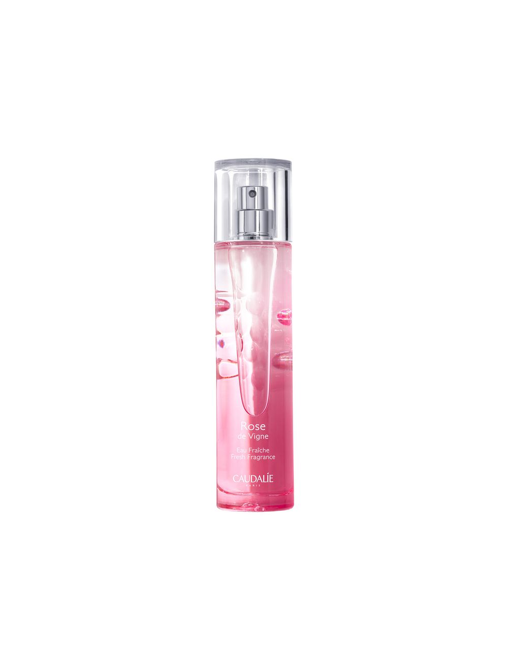 Caudalie - Eau Fraîche Rose de Vigne Água Perfumada 50ml Frasco spray rosa translúcido com tampa transparente e texto branco