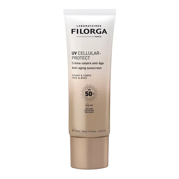 Filorga - UV Cellular-Protect Rosto e Corpo SPF50+ 125ml Tubo de creme solar anti-idade Filorga UV Cellular-Protect SPF 50 para rosto e corpo
