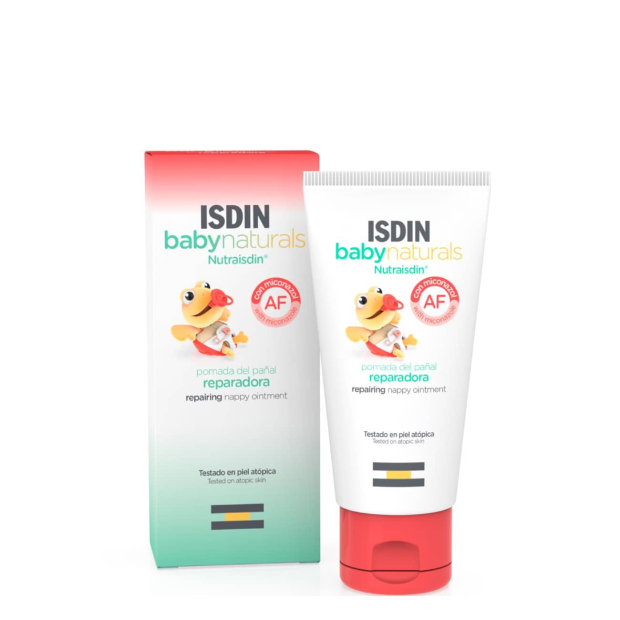 Isdin - Baby Natural Nutraisdin AF Pomada Reparadora 50ml Pomada reparadora para fraldas ISDIN babynaturals Nutraisdin com ilustração de pato em embalagem branca com tampa vermelha