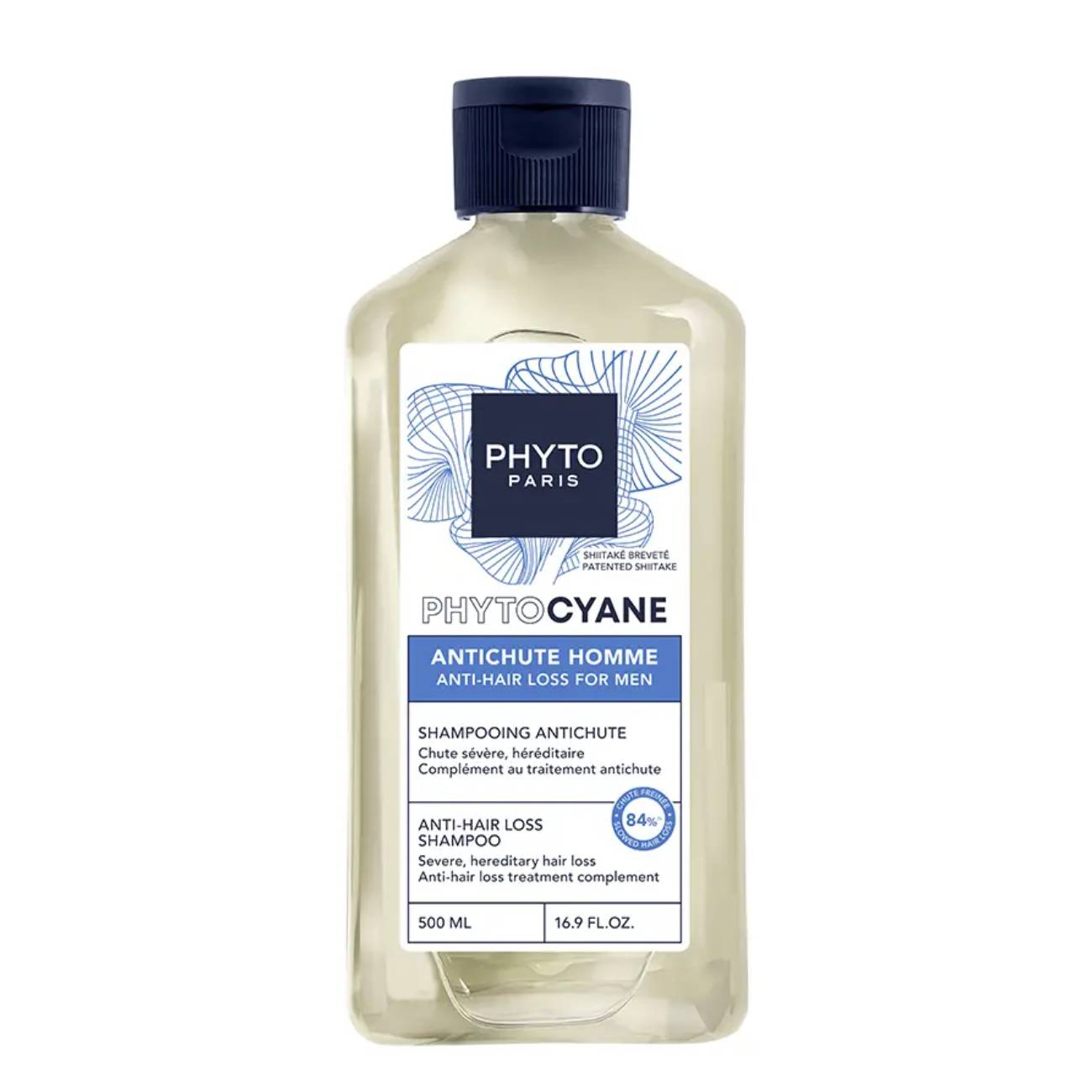 Phyto - Phytocyane Intensive+ Champô Antiqueda Homem 500ml Frasco de champô anti-queda para homens PHYTOCYANE com tampa azul escuro