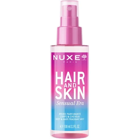 Nuxe - Sensual Era Bruma Corpo e Cabelo 100ml Frasco de spray rosa e azul para cabelo e pele da marca Nuxe