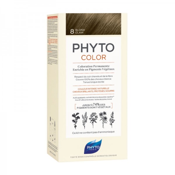 Embalagem de coloração permanente para cabelo PHYTO COLOR cor 8 Blonde Clair