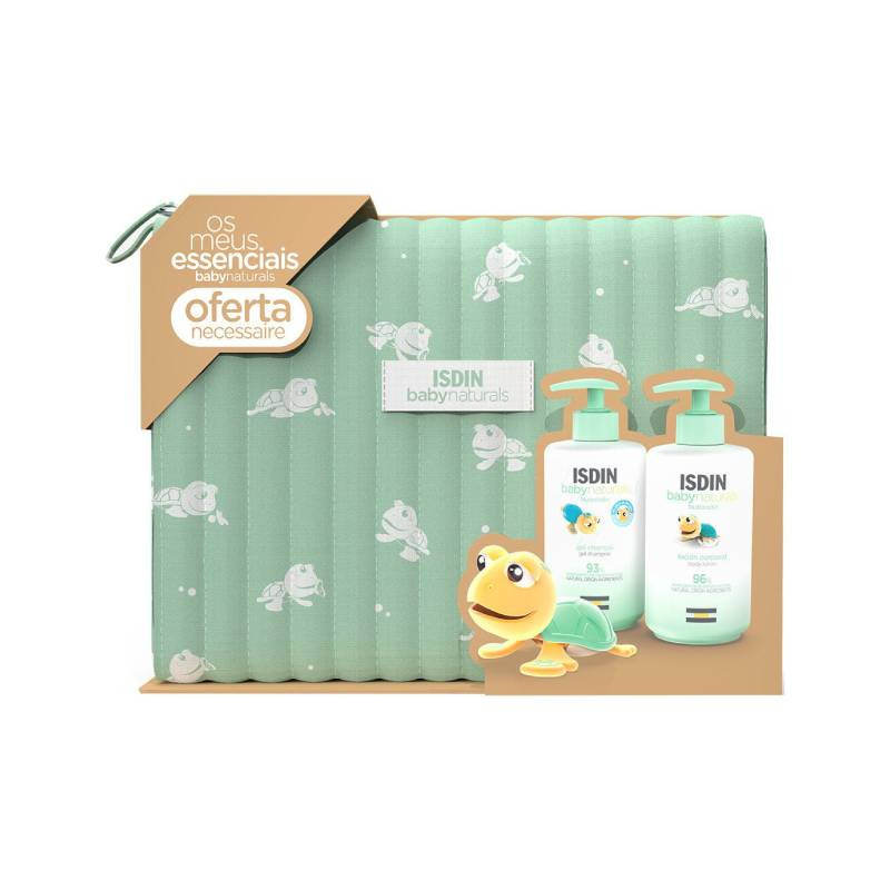Isdin - Babynaturals Necessaire Conjunto de produtos ISDIN para bebé com toalha verde, gel e loção