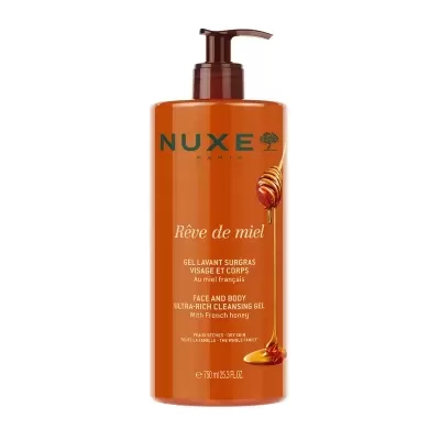 Frasco de gel de limpeza NUXE Rêve de miel para rosto e corpo