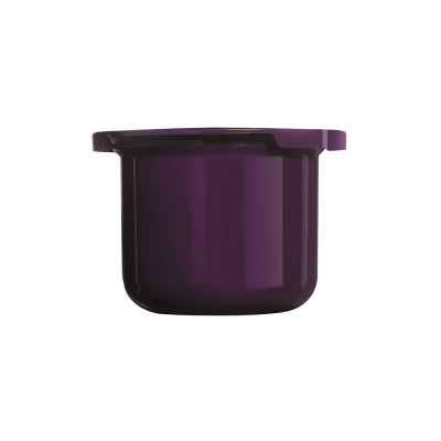 Cápsula de café reutilizável roxa escura em fundo branco