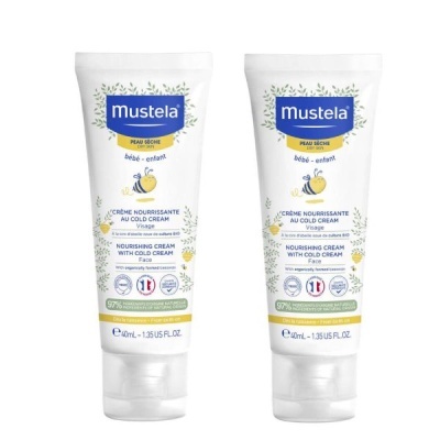 Dois tubos de creme Mustela para pele seca de bebés e crianças