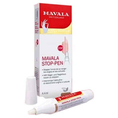 Caneta aplicadora Mavala Stop-Pen com embalagem branca e vermelha