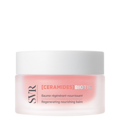 Recipiente de vidro rosa com tampa branca de creme regenerador e nutritivo