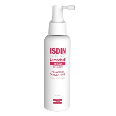 Frasco branco de spray ISDIN Haircare Lambdapil Anticaída