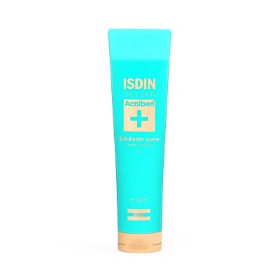 Tubo azul de creme esfoliante suave ISDIN Acniben