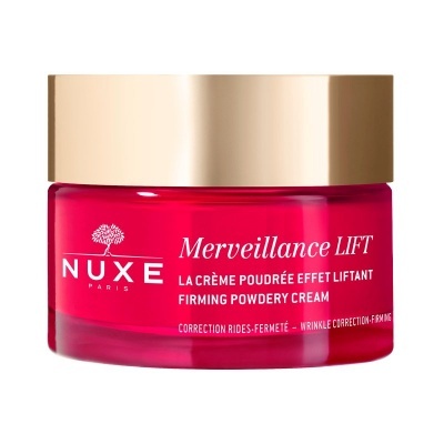 Frasco de creme facial NUXE Merveillance LIFT vermelho e dourado