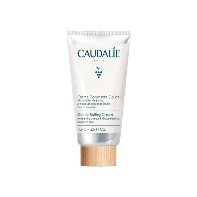 Tubo branco de Crema Esfoliante Suave Caudalie com tampa de madeira