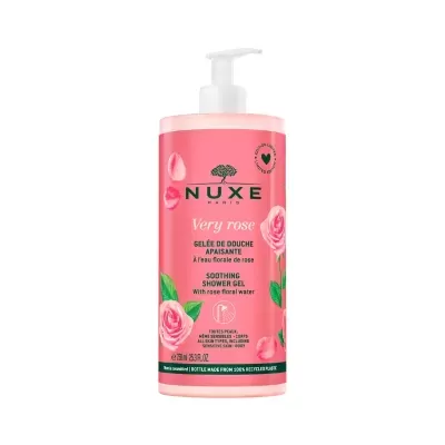 frasco de gel de banho NUXE Very Rose rosa com tampa de bomba