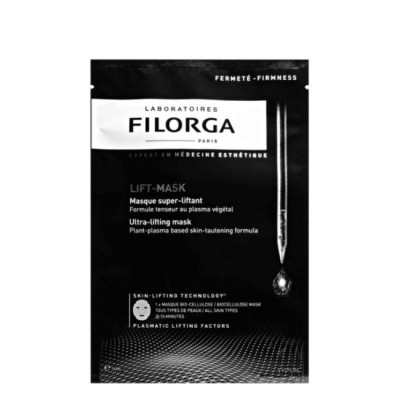 Embalagem preta de máscara facial FILORGA Lift-Mask com texto branco e prata.