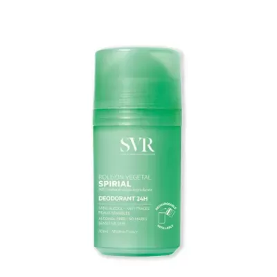Desodorizante roll-on SVR Spirial verde com texto branco