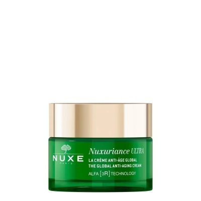 Frasco verde com tampa dourada de creme Nuxe Nuxuriance Ultra