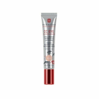Tubo de creme para olhos Erborian CC Eye prateado com tampa vermelha