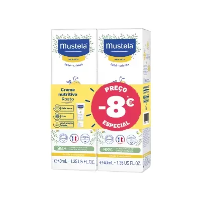 Embalagem creme nutritivo rosto Mustela para pele seca