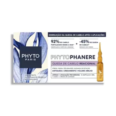 Rótulo PHYTOPHARANERE PHYTO PARIS com texto e ampola dourada