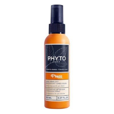 Frasco spray laranja PHYTO Paris com texto detalhado no rótulo