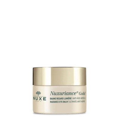 Frasco creme de olhos Nuxe Nuxuriance Gold com tampa dourada