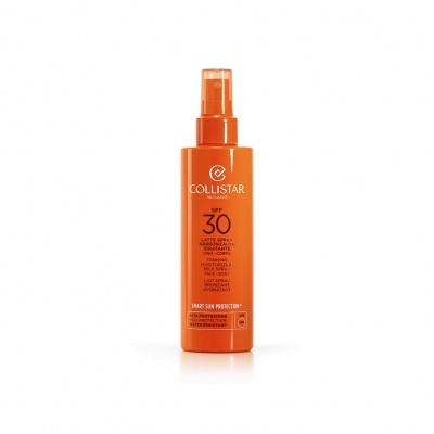 Spray de proteção solar Collistar SPF 30 em frasco laranja com pulverizador