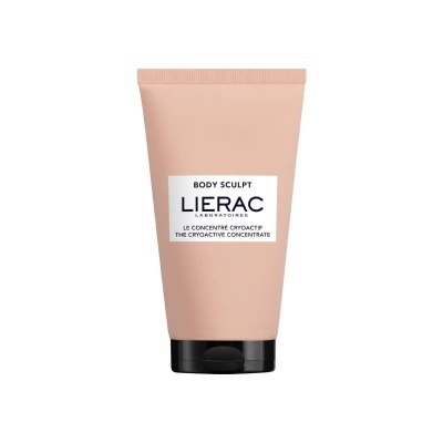 Frasco plástico rosa claro com tampa preta de creme corporal LIERAC