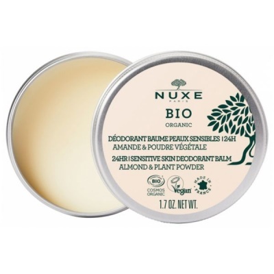 Desodorizante bálsamo NUXE BIO em embalagem metálica redonda