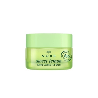 Bálsamo labial NUXE Sweet Lemon em frasco verde com selo BIO