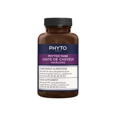 Frasco de suplemento alimentar para queda de cabelo PHYTOSCYANE