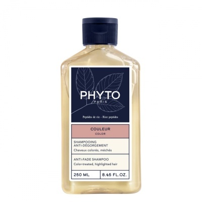 Frasco de shampoo Phyto Paris anti-desbotamento para cabelo colorido 250 ml