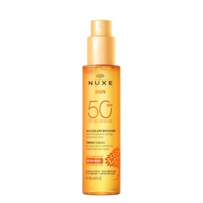 Frasco de óleo bronzeador solar Nuxe Sun SPF 50