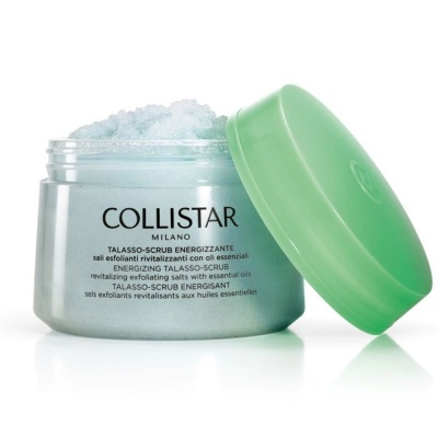Frasco aberto de esfoliante Collistar Talasso-Scrub com tampa verde