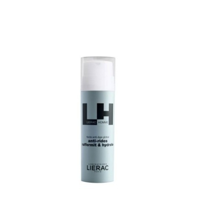 Frasco azul claro e branco do Lierac Homme anti-rides