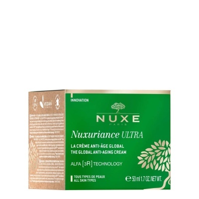 Caixa verde e dourada de creme anti-idade Nuxe Nuxuriance ULTRA