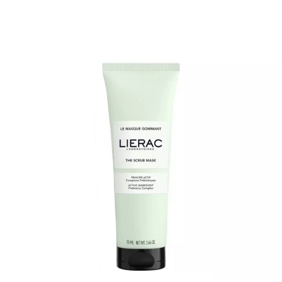 Frasco plástico verde claro com tampa preta do esfoliante facial LIERAC