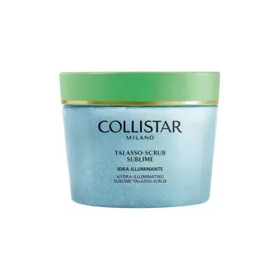 Frasco azul translúcido COLLSTAR MILANO Talasso-Scrub Sublime com tampa verde