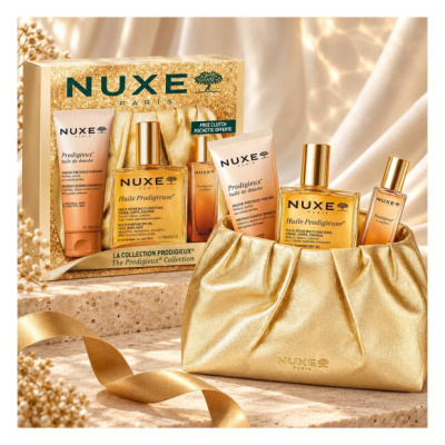 Conjunto NUXE Paris Prodigieux com óleo, gel de duche e estojo dourado