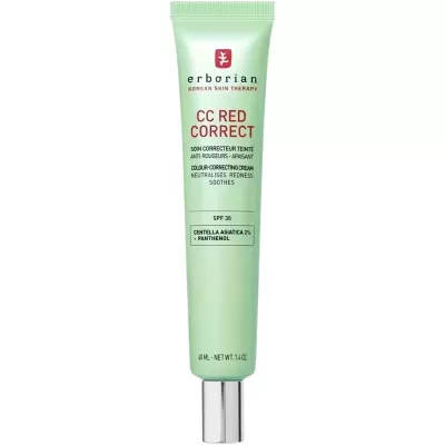 Tubo de creme CC de cor verde água com tampa prateada