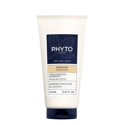 Condicionador nutritivo Phyto Paris para cabelo seco, tubo branco com tampa azul