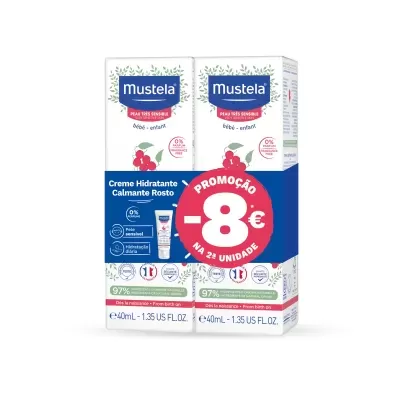 Embalagem dupla de creme hidratante Mustela para bebés e crianças com promoção
