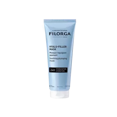 Bisnaga azul claro de máscara facial hidratante da marca FILORGA