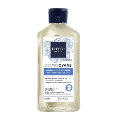 Frasco de champô anti-queda para homens PHYTOCYANE com tampa azul escuro